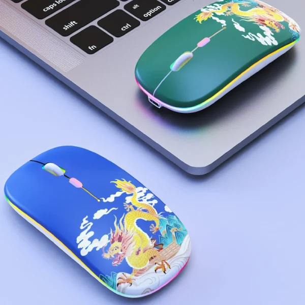 Bluetooth Mouse Silent Rechargeable Dual-Mode Suitable for Office Notebook Luminous Wireless Computer Mouse Customized Cross-Border